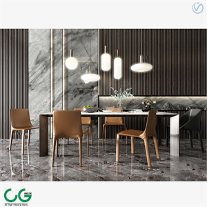 Modern light luxury dining table and chair combination 3d model